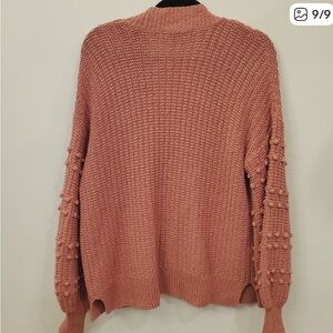 Madewell Blush Pink Open Front Cardigan Balloon Sleeves and Pom Poms Size XS-M